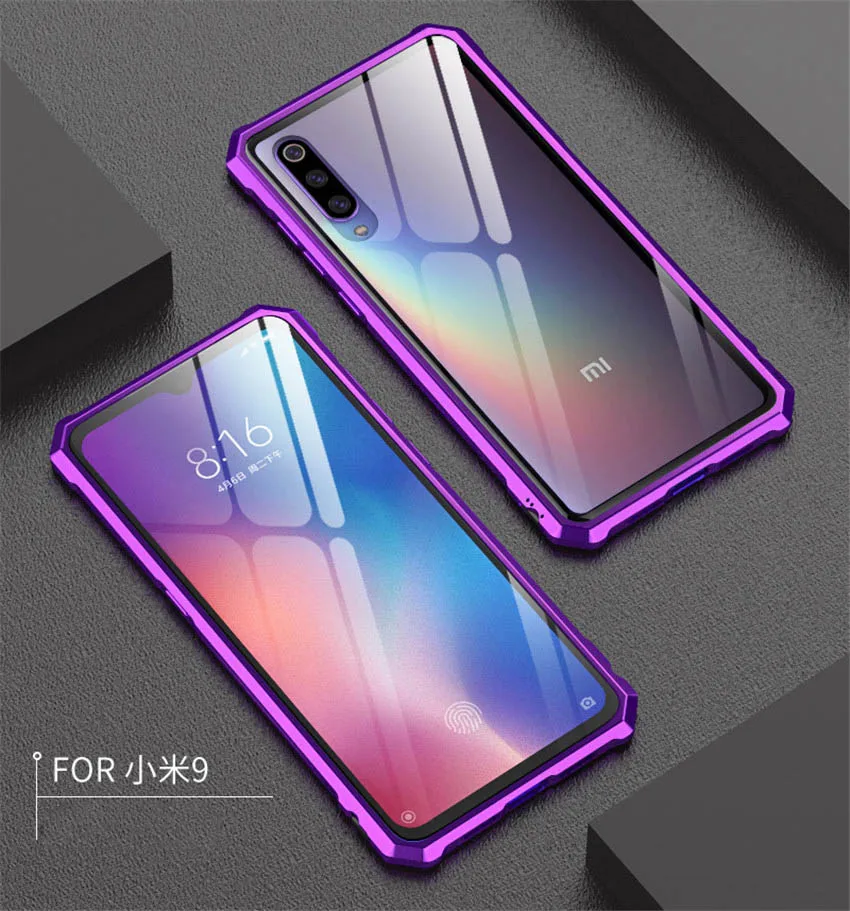 For Xiaomi Mi 9 Case Metal Bumper Glass Back Cover For Xiaomi 9 mi9 Transparent Tempered Glass Phone Case (17)