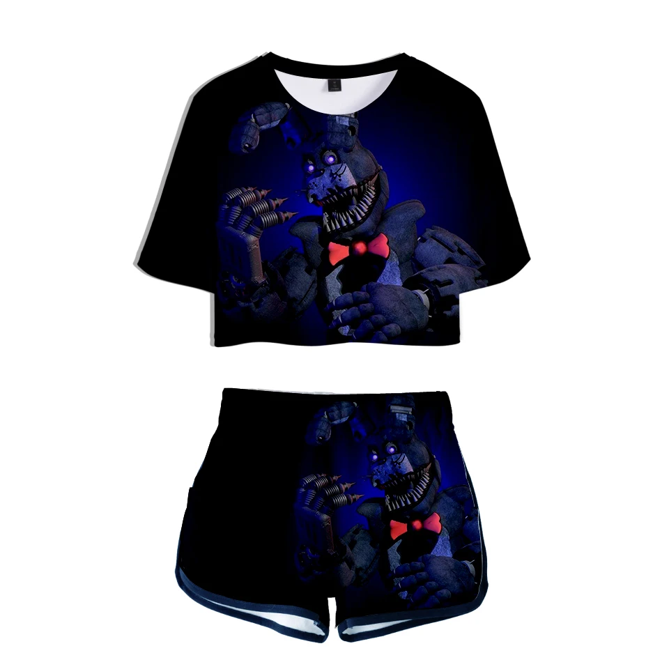 LUCKYFRIDAYF 3 DFive Nights at Freddy летние шорты и футболки женские комплекты из двух предметов