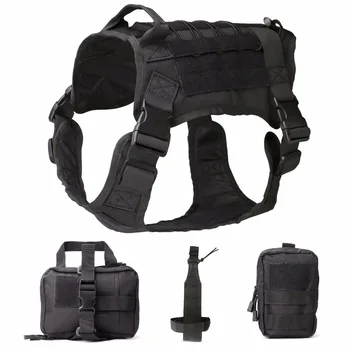 

Tactical K9 Service Dog Modular Harness Patrol Dog Vest Hunting Molle Vests With Pouches Bag And Water Bottle Carrier Bag