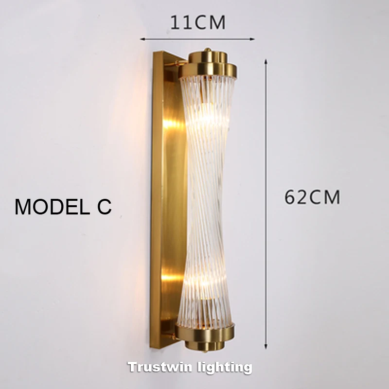 Американский Европейский пост современный Золотой металлический хрустальный стеклянный светильник Настенный светильник светодиодный светильник для виллы отеля фойе гостиной настенное бра