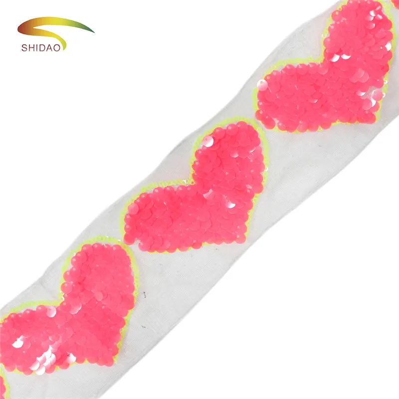 Pink Heart-shape Lace Sewing Accessories DIY Craft Sleeves Hem Clothing Sequined Skirt Side Decoration | Дом и сад