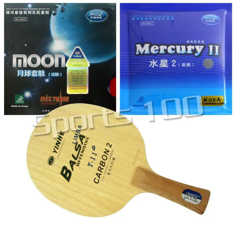 

Pro Combo Racket YINHE Galaxy T-11+ Blade Long Shakehand-FL With Moon Factory Tuned and Mercury II Rubbers