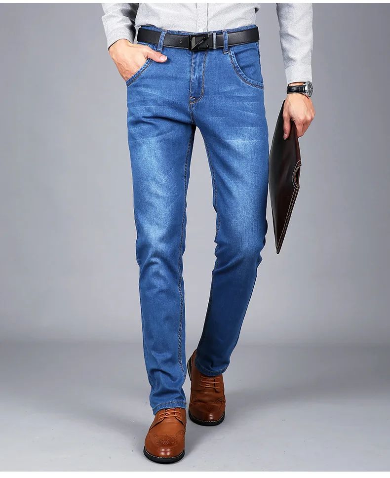 Blue Jeans Men Straight Denim Jeans Trousers High Quality Cotton Mens