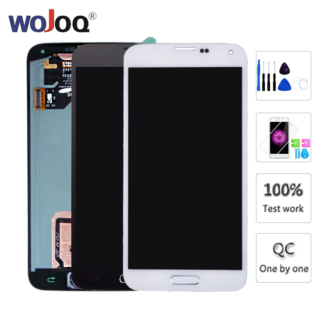 

AMOLED LCDs For Samsung S5 i9600 G900 G900A G900F LCD Display Touch Screen Assembly Home Button Replacement for Galaxy S5