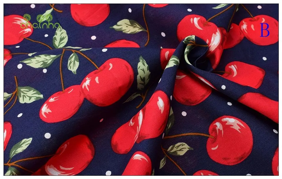 Печатная тканая простая хлопковая ткань поплин для лоскутного стёганого шитья Вишневое Стёганое Одеяло Ткань платье рубашка юбка Материал полуметра