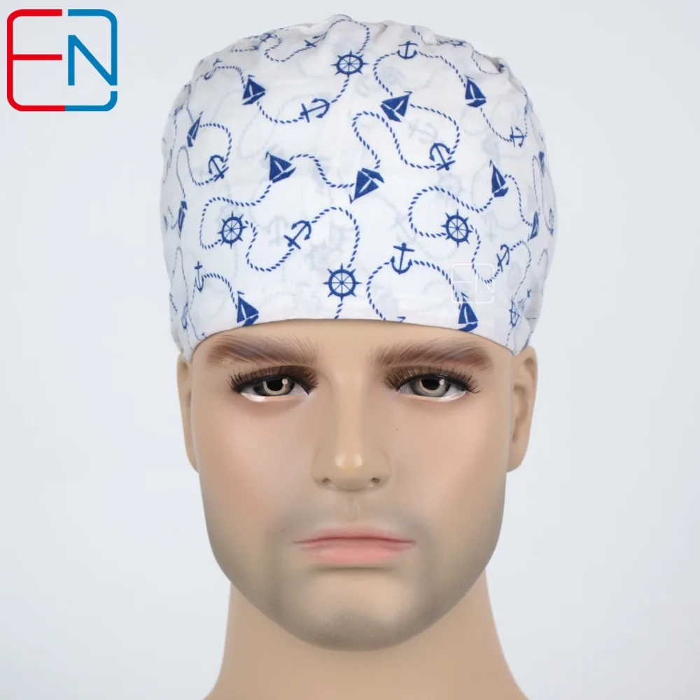 

Matin Surgical caps for doctors and nurses 100% cotton Cap and short hair with Sweatbands