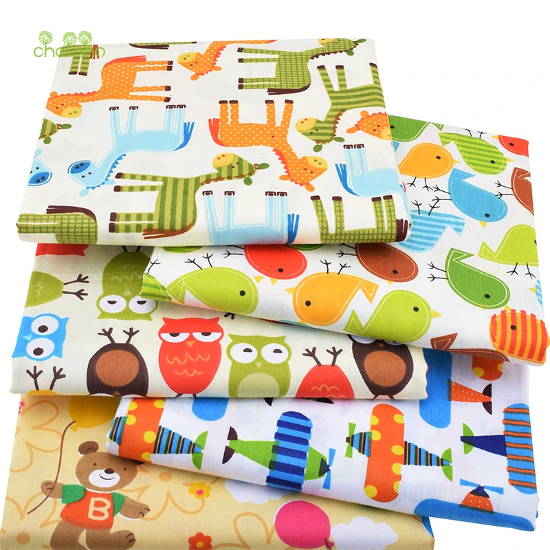 

Chainho,5pcs/lot,Cartoon Series,Twill Cotton Fabric,Patchwork Cloth,DIY Sewing Quilting Fat Quarters Material For Baby&Children