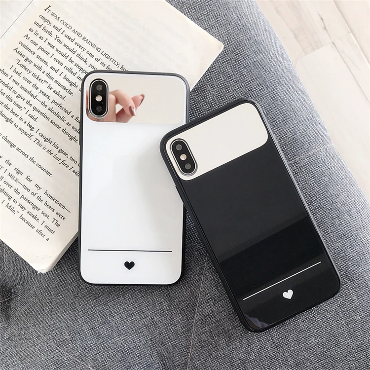 

Fashion Love Hearts Phone Case For iphone X XR XSMAX Case For iphone 6 7 8 Plus Retro Fashion Cover Hard Glass Back Cases