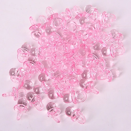 

50pcs Pink Mini Pacifiers Baby Girl Boy Nipple Shower Party Favor Cake Decoration