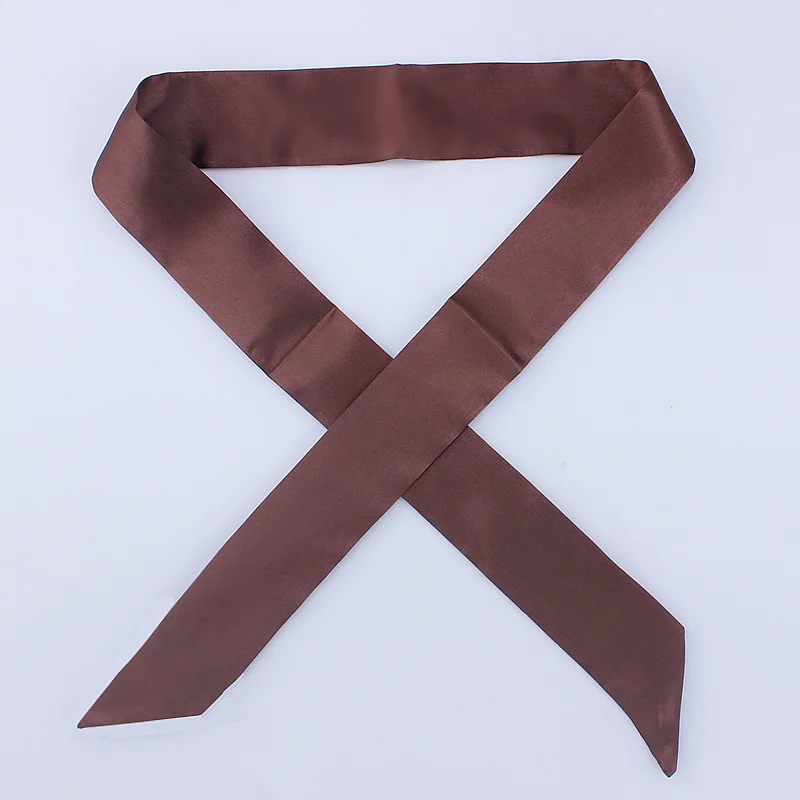 30 цветов, женский шарф, модный однотонный шарф, узкая маленькая лента на голову, шарф с ручкой для волос, роскошный брендовый декоративный галстук - Цвет: D95 Coffee