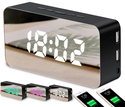 

New Style Creative Mobile Phone Charging Mirror Alarm Clock Snooze Voice Make-up Mirror Led Can Color Clock Manufacturer Wholesa