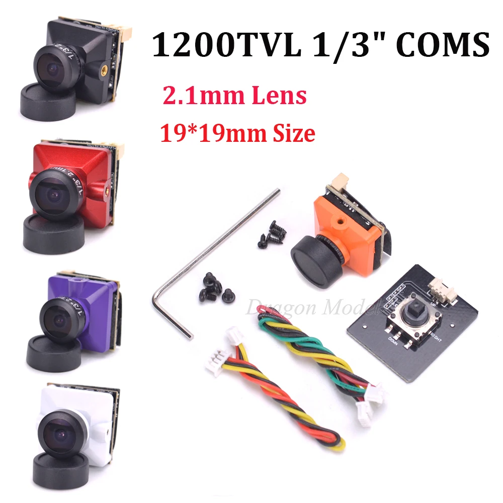 

1200TVL 1/3" COMS 2.1mm Lens PAL Color Video FPV mini Camera Super Light 19mm * 19mm for FPV Mini Racing Drone Quadcopter