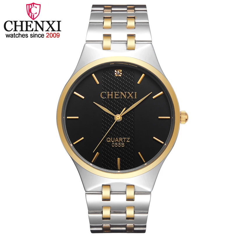 

CHENXI Brand Luxury Simple Gold&Silver Rhinestone Watch Men Fashion Casual Business Waterproof Full Steel Quartz Male Wristwatch