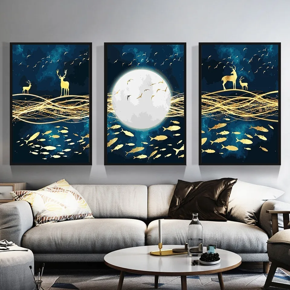 

AZQSD Abstract Deer Frameless DIY Painting By Numbers Handpainted Oil Painting On Canvas Moon Home Decor Unique Gift A782