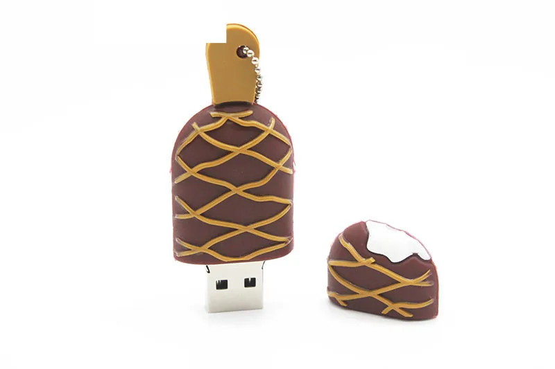 SHANDIAN мультфильм Мороженое Флешка usb флэш-диск 4 ГБ 8 ГБ 16 ГБ 32 ГБ 64GGB USB 2,0 карта памяти U диск подарок с цепочкой