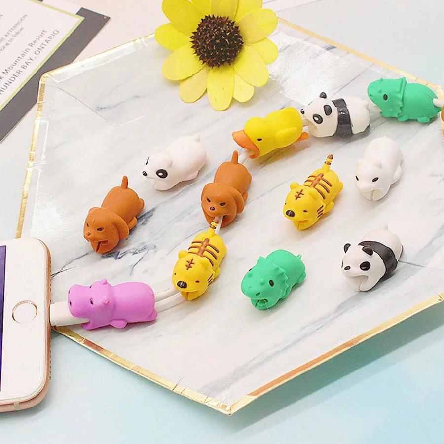 

Cartoon Panda Dog Cats Cable Protector Data Line Cord Protector Protective Cable Winder Cover For iPhone USB Charging Cable