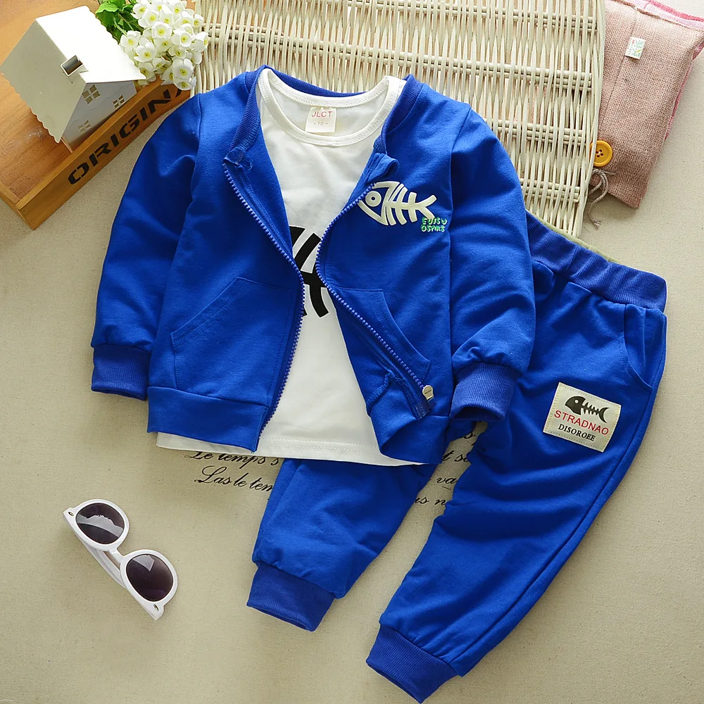 

Autumn Children Clothing Sets Baby Boys Cotton cartoon fish shirt+Coat+Pants Fashion baby Boys Clothes Set Infant 3Pcs Suit