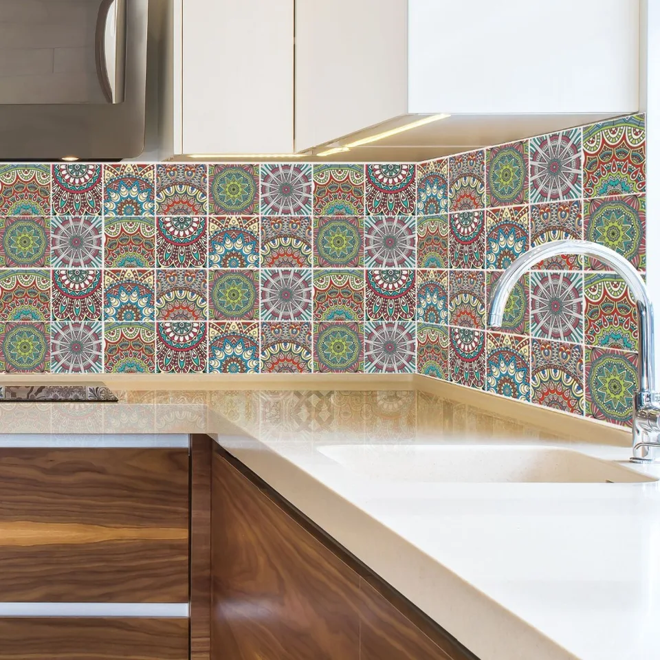6pcs/set Potugal Retro Ceramic Tile Stickers For Kitchen - 6pcs/set Potugal Retro Ceramic Tile Stickers For Kitchen