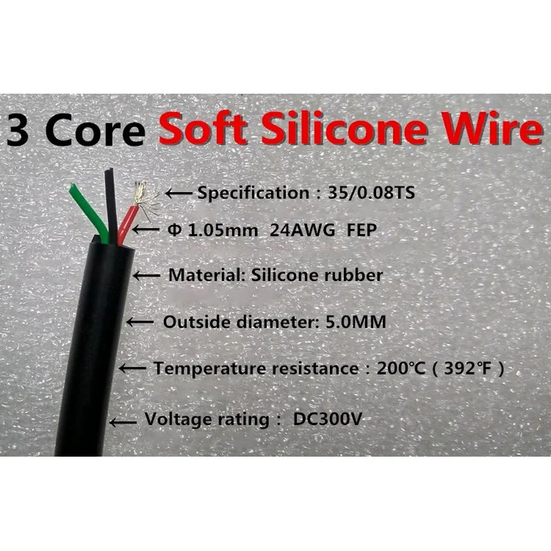 3C/4C/5 сердечник Мягкий силикон 1 метр провод кабель Луженая Медь паяльник высокая температура провода для T12 паяльник