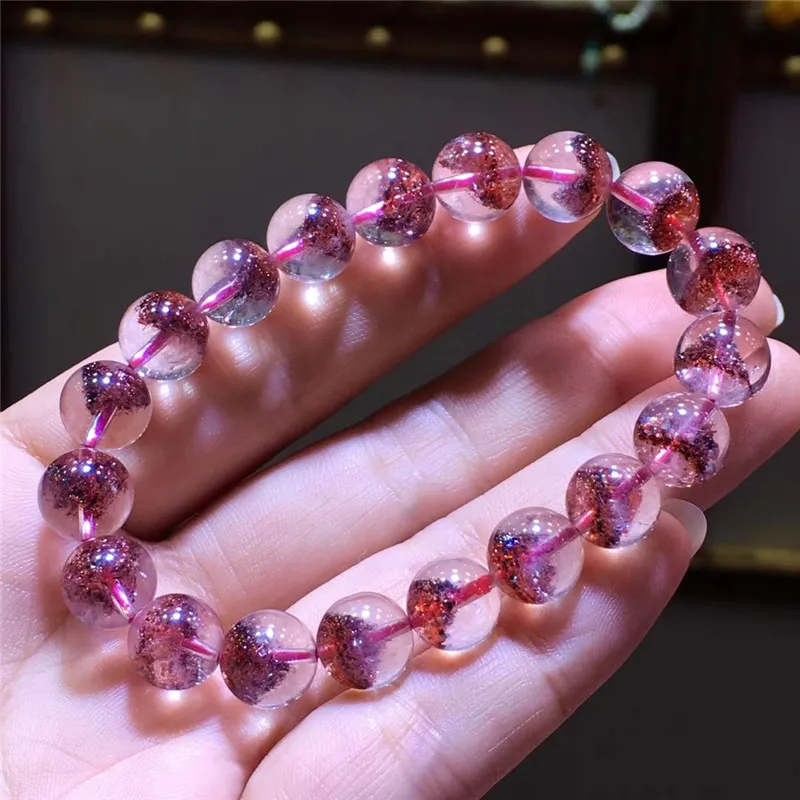 10 мм натуральный красный супер 7 Мелодия Lepidocrocite кварцевый браслет для женщин AAAAA любовь подарок кристалл круглые бусины Подвески украшения