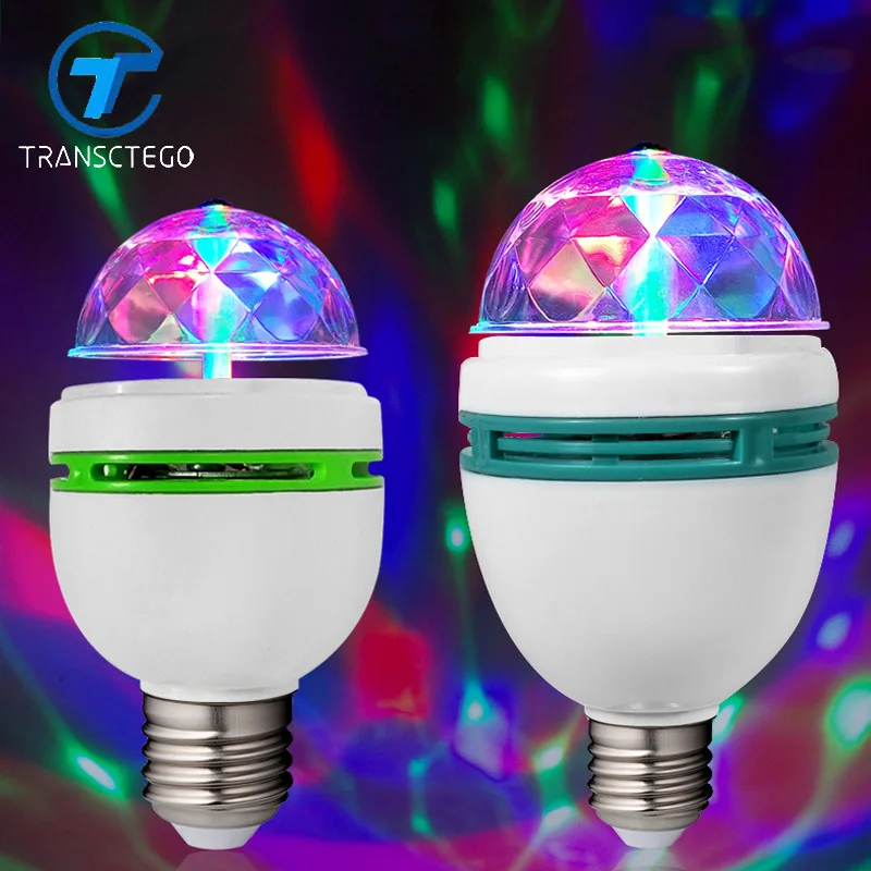Transctego свет этапа дискотечный шар E27 полный Цвет 3 Вт rgb проектор хрустальный магический шар DJ Елец партия эффект вращаются лампы