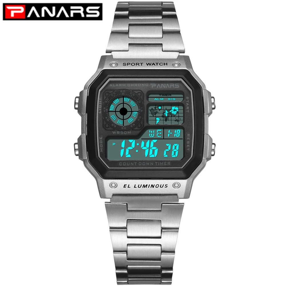 

PANARS Luminous Business Watch Multi-function Women's Waterproof Wrist Watch Fitness Digital Watch Alarm Timer Clock Girls 8130