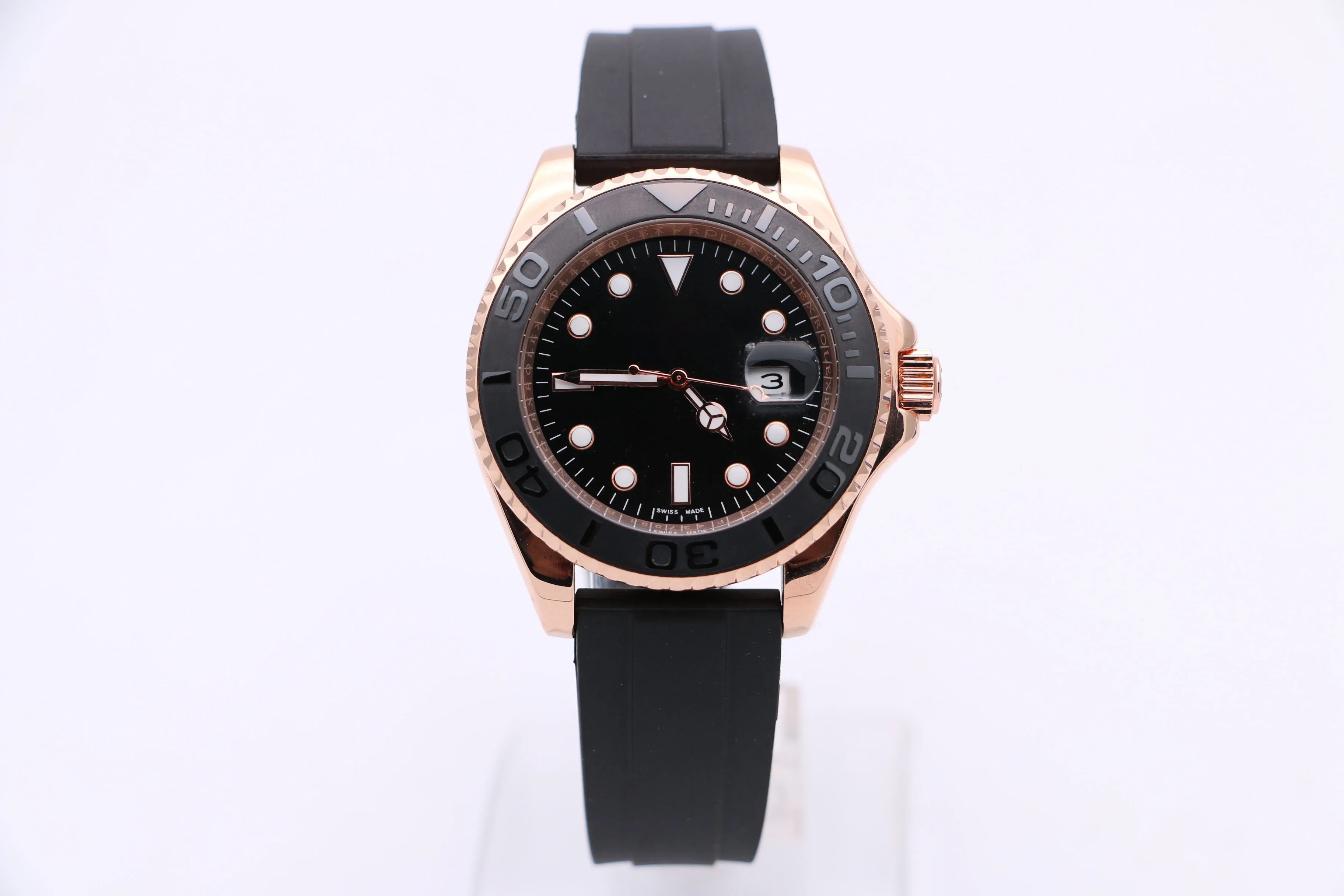 

High quality luxury men's watch yacht master m268655-0004 rose gold case black ceramic ring 2813 automatic mechanical watches