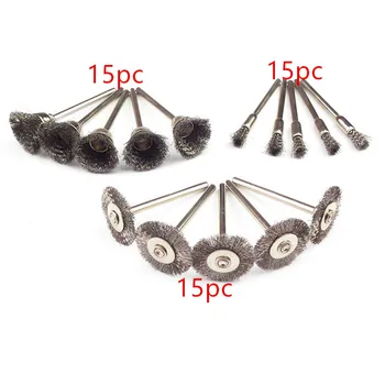

45Pcs mini rotary stainless steel 3mm Rotary Polish Tools Steel Wire Wheel dremel tools Brushes Cup Rust Dremel Accessories