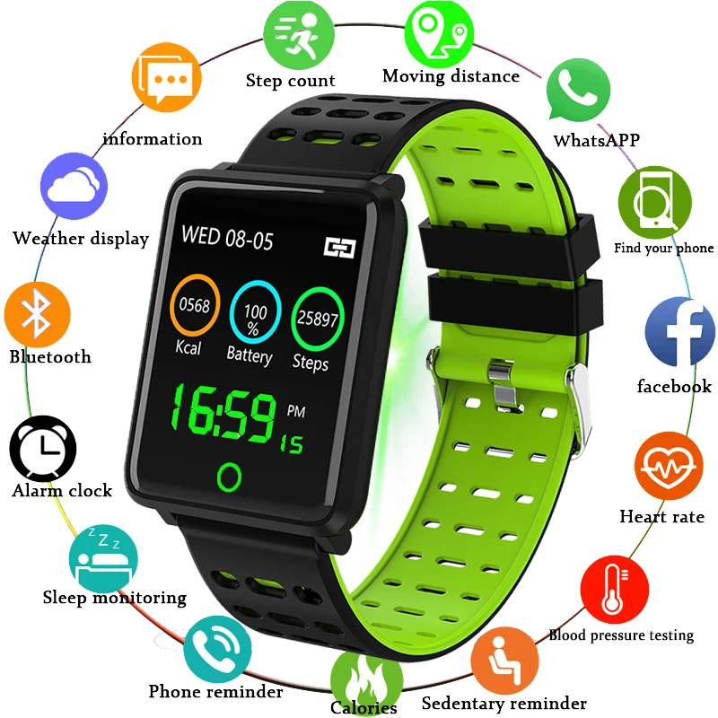 

BANGWI New Men Sport Smart Watch Women Fitness Tracker Pedometer Blood Pressure Heart Rate Monitor LED waterproof Smart Watch