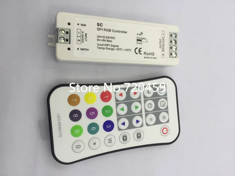 SC RF 2,4 г SPI RGB светодиодный контроллер + R9 2,4G 27 ключ SPI пульт дистанционного управления для RGB светодиодный свет DMX512 выходной сигнал