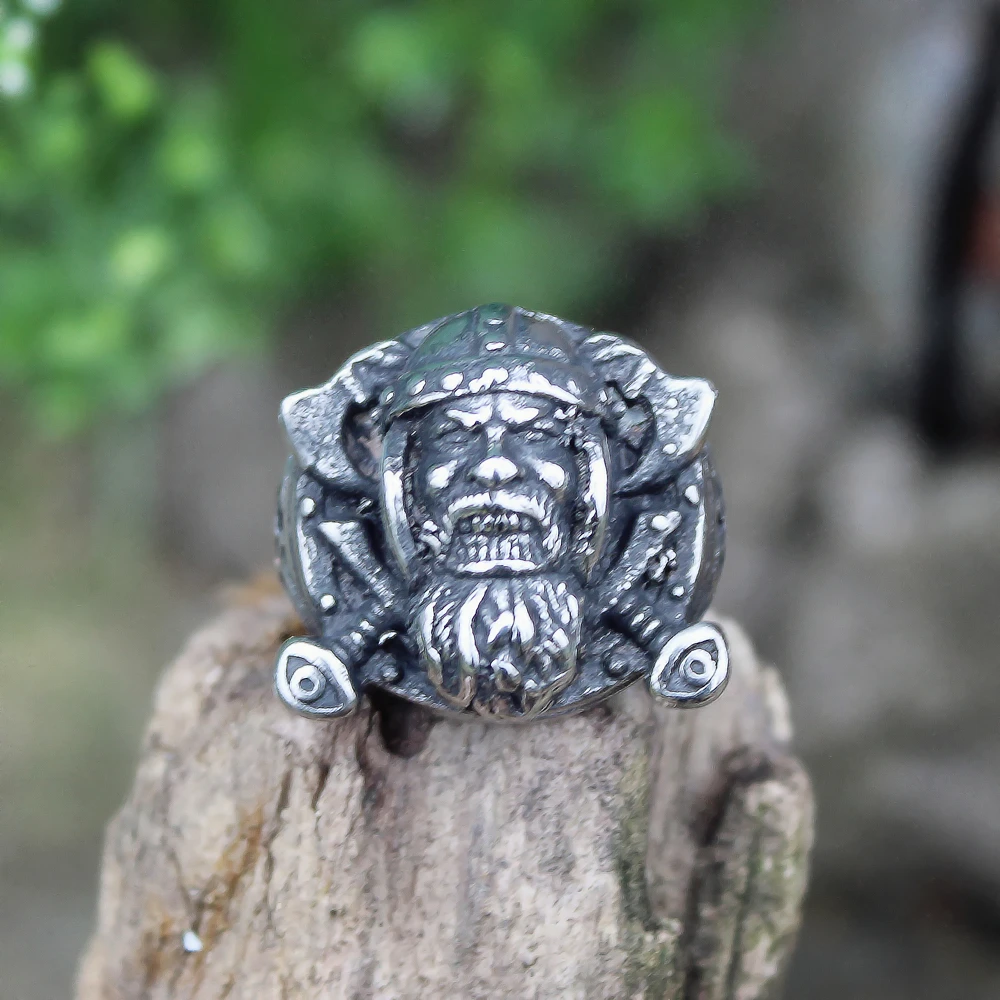 

Retro Men's Silver Color Viking Stainless Steel Biker Ring Vintage Celtics Ax Warrior Berserker Symbol Norse Jewelry