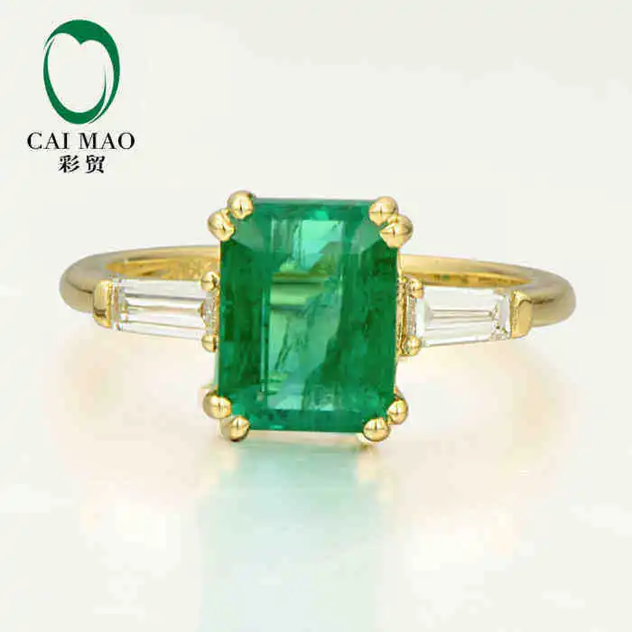 

CaiMao 1.96 ct Natural Emerald 18KT/750 Yellow Gold 0.25 ct Full Cut Diamond Engagement Ring Jewelry Gemstone colombian