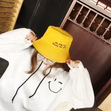 Ведро Шапки ins/Популярная одежда универсальная шапка мужская женская мужская японского искусства стиль Версия письмо вышитые большая шляпа чаша cap