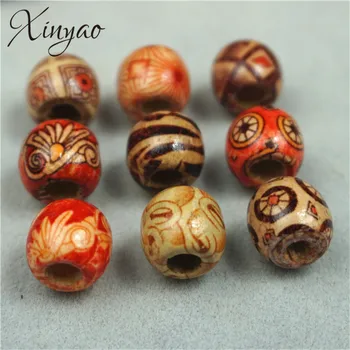 

XINYAO 100pcs 12mm Natural Big Hole Wooden Beads Fit Necklace Bracelet Loose Wood Spacer Beads Jewelry Making Kralen Berloque