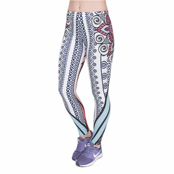 

Black Strip Mandala Print Women Leggings Fitness Breathable Perspiration Quick Drying Leggins High Elasticity Trouser Pants