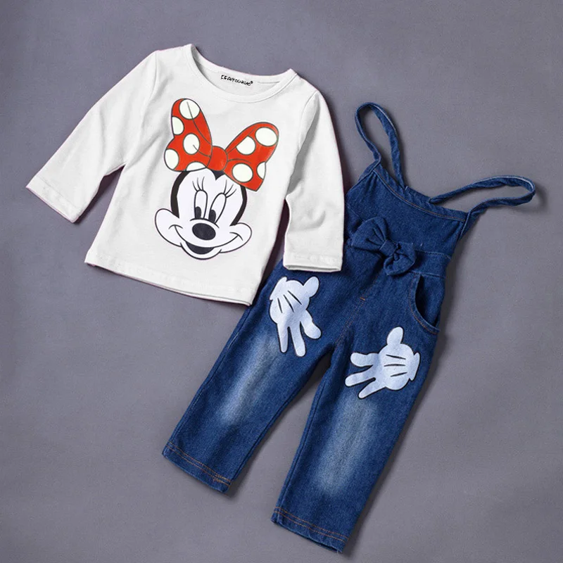 Детская одежда г. Осенне-зимняя одежда для девочек комплект из футболки и комбинезона комплект детской одежды из 2 предметов, костюм для девочек, комплекты одежды
