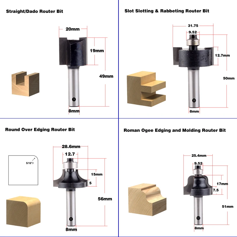 Концевая фреза по дереву с хвостовиком 8 мм 1 шт.|milling cutter|router bitwood router bits | - Фото №1