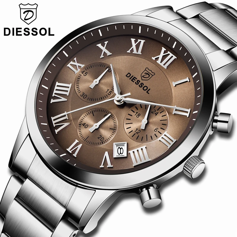 

DIESSOL Mens Watches Top Brand Luxury Business Quartz Watch Men Casual Full Steel Waterproof Sport Wrist Watch Relogio Masculino
