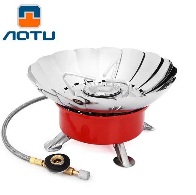 AOTU New Arrival Lotus Outdoor Stove with A Tube Furnace Wind Camping Gas Windproof Hiking Camping