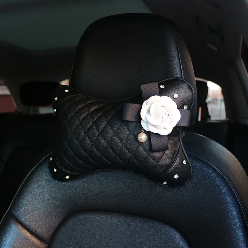 Rose Camellia Crystal Leather Car Set 4
