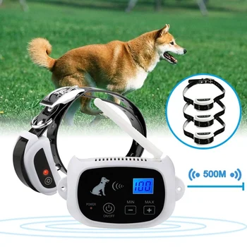 

50Pcs/Lot 500m Range Wireless Dog Pet Containment Shock Collar Rechargeable Water Resistant Transmitter AU Plug For 1/2/3 Dogs