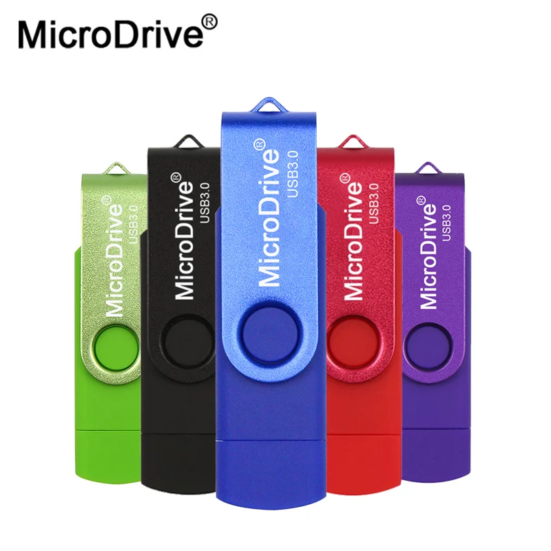 

Microdirve USB 3.0 OTG Pen Drive Rotatable USB Flash Drive 8gb 16gb 32gb 64gb Flash Drive for Android Mobile Pendrive 128GB