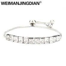 Розовое золото/белое золото цвет покрытием квадратный кубический цирконий с фианитом регулируемые браслеты или женские браслеты для щиколотки или свадьбы