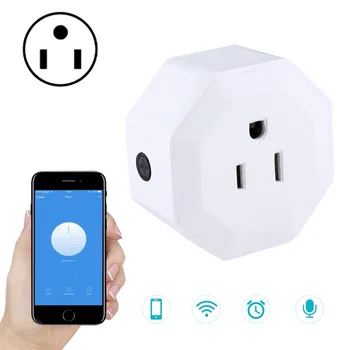

V03 10A Mini WiFi Plug Timing Smart Socket Works with Alexa & Google Home, AC 100-240V, US Plug