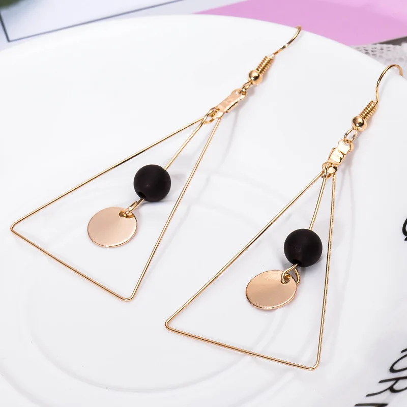 

Big Dangle Earrings Long Tassel Hollow Triangle Drop Earring For Women Wooden Beads Simulated Pearl Crystal Eardrop Ear Jewelry