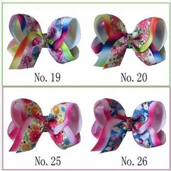 

50 BLESSING Girl 4" Two Tone ABC Bow Clip Rainbow Flower Spring Hairbow