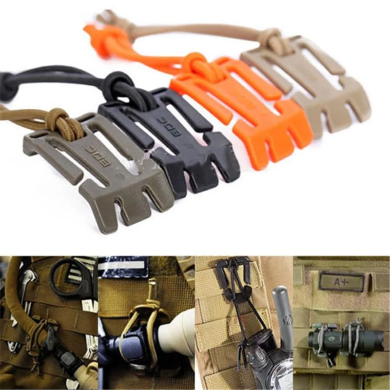 10 PC Buckle Roll Clips With Elastic String Durable Tactical Strap Management Tool Backpack