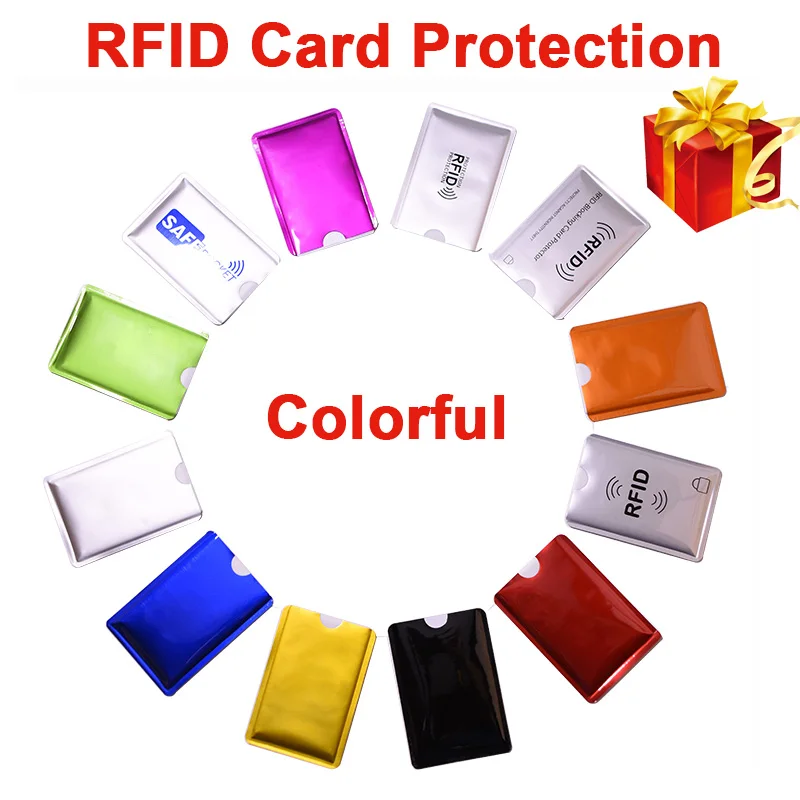 

OULET 1pcs Anti Rfid Wallet Blocking Reader Lock Bank Card Holder ID Bank Card Protection Metal Credit Card Holder Aluminium