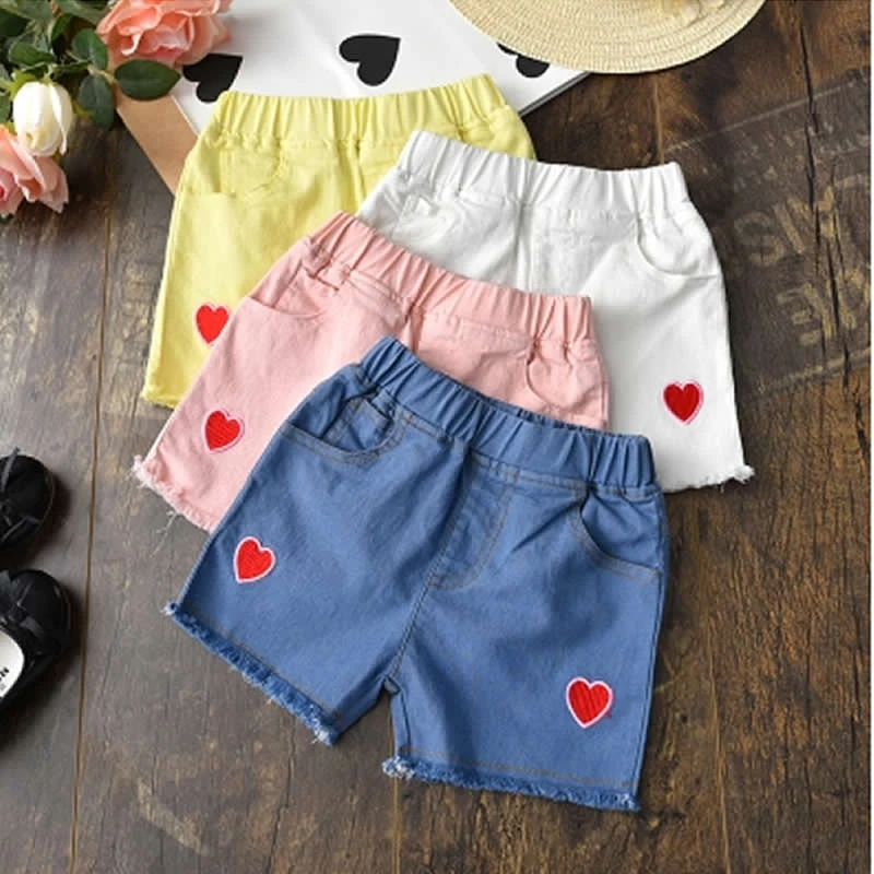 Girls Shorts Summer Coth Girl Jeans Loose Children S Clothes Pants Love Hot Shorts Kids Girls Cute Jeans Short Pant Pocket Denim Shorts Aliexpress