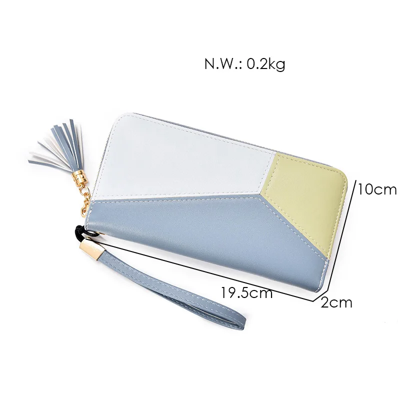 JANESPRI Fashion Patchwork Tassels Wallet Women Lady Long Clutch Wallets Brand Female Change Purse Hasp Coin Pocket Card Holder (7)